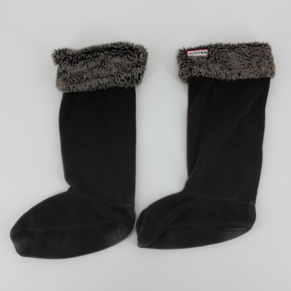 Hunter Accessories - Hunter Black Faux Fur Tall Boot Socks Sz 5-7